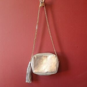 Victoria's Secret Silver Crossbody Bag with Gold Chain